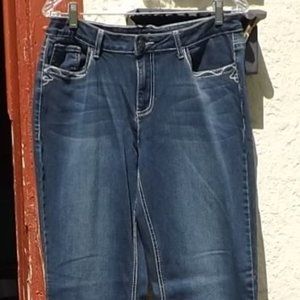 Earl Jean Blue Jeans with Rhinestone Back Pockets